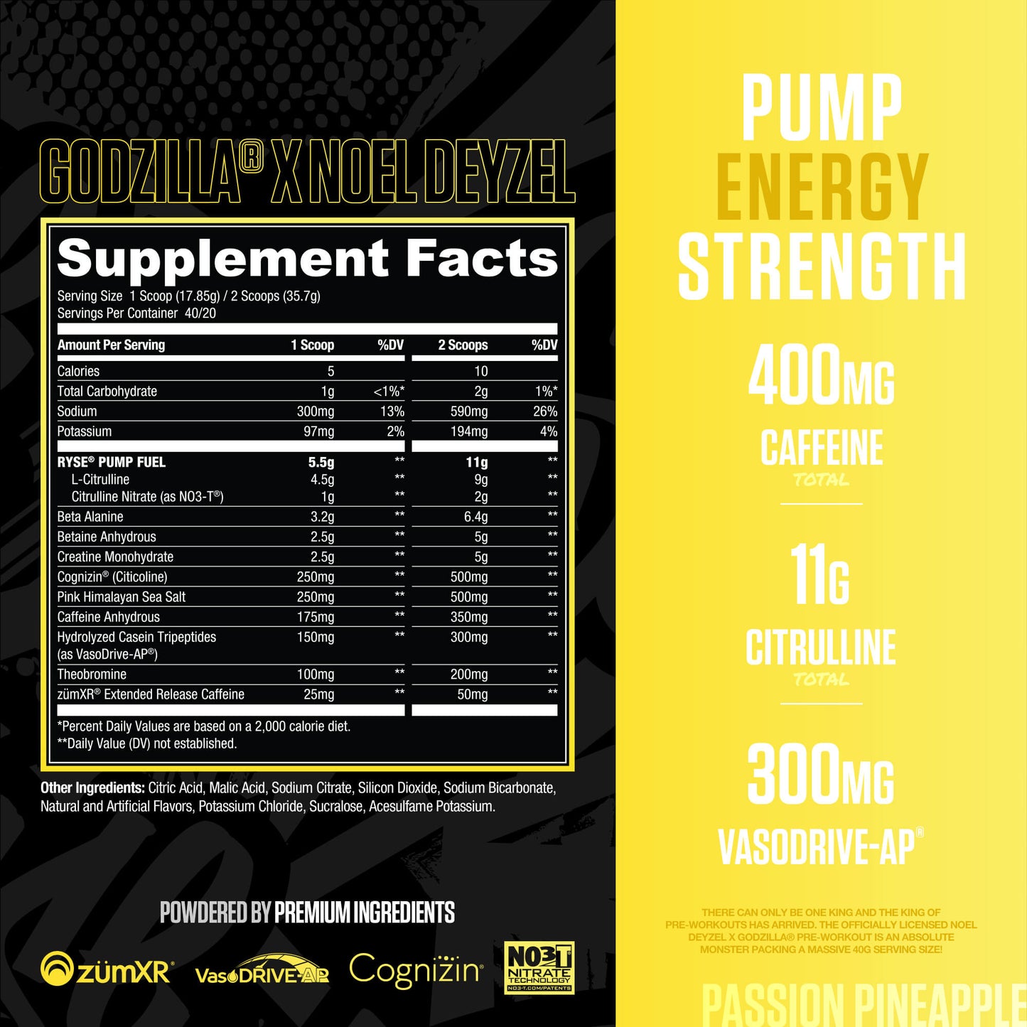 Godzilla Pre-Workout | RYSE Supps Passion Pineapple - RYSE Supplements