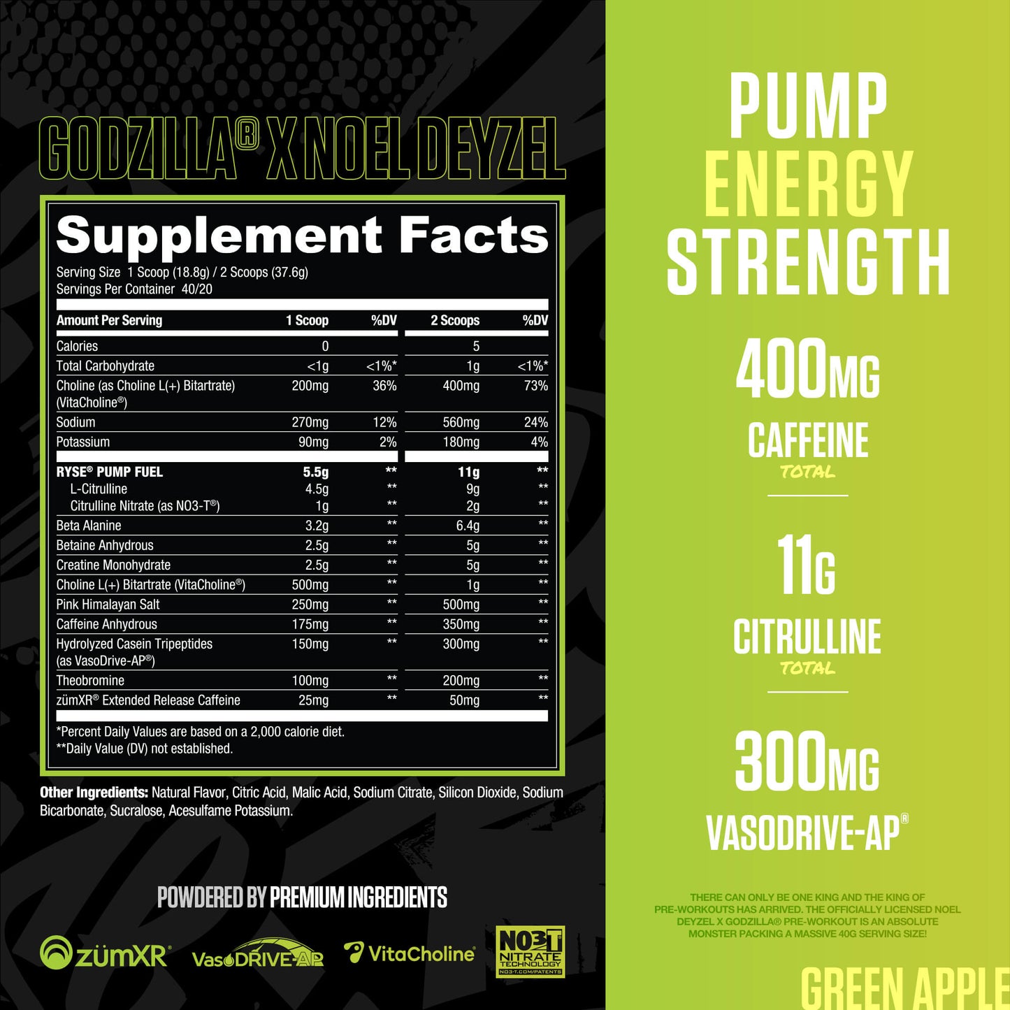 Godzilla Pre-Workout | RYSE Supps Green Apple - RYSE Supplements