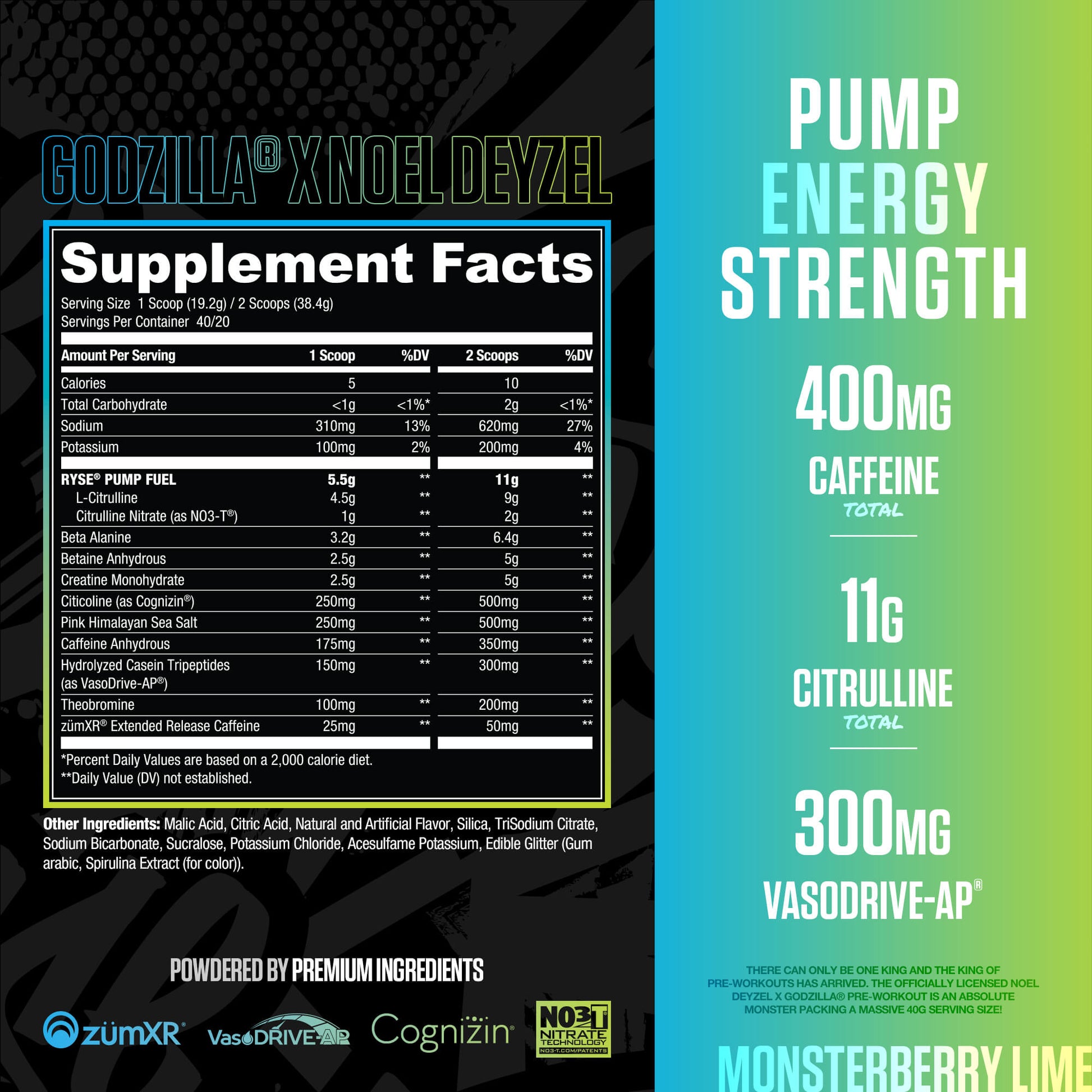 Godzilla Pre-Workout | RYSE Supps Monsterberry Lime - RYSE Supplements