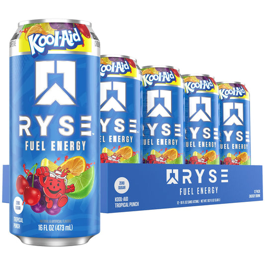 RYSE Fuel Energy Drink 16 fl oz Cans (12-Pack) Tropical Punch - RYSE Supplements