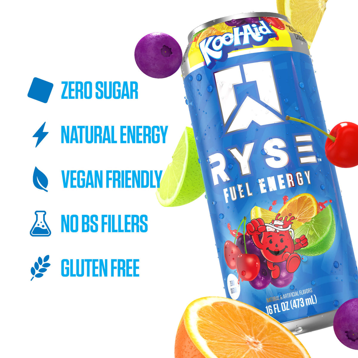 RYSE Fuel Energy Drink 16 fl oz Cans (12-Pack) Tropical Punch - RYSE Supplements