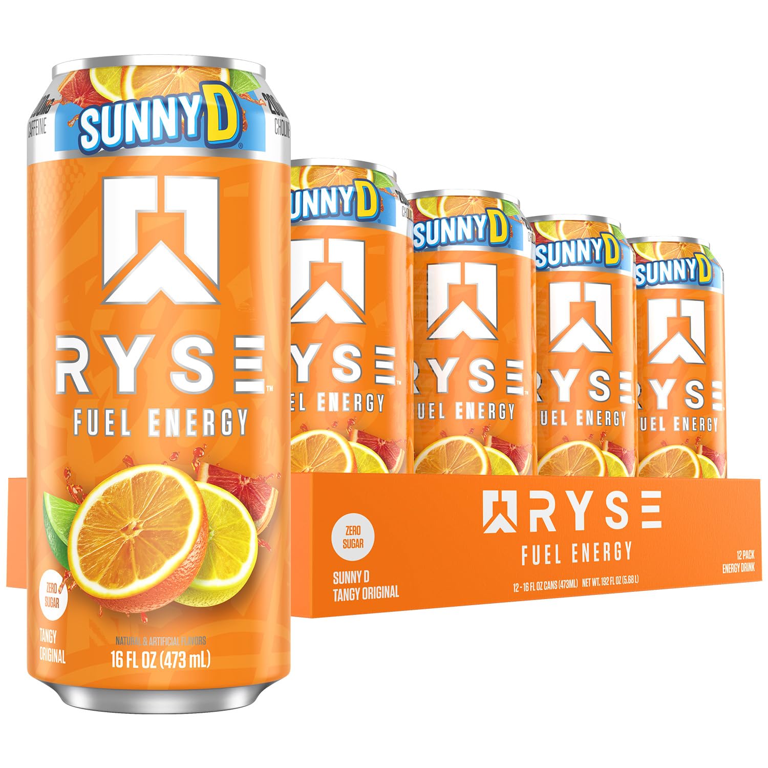RYSE Fuel Energy Drink 16 fl oz Cans (12-Pack) SunnyD Tangy Original - RYSE Supplements