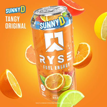 RYSE Fuel Energy Drink 16 fl oz Cans (12-Pack) SunnyD Tangy Original - RYSE Supplements