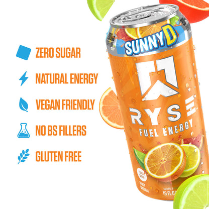 RYSE Fuel Energy Drink 16 fl oz Cans (12-Pack) SunnyD Tangy Original - RYSE Supplements