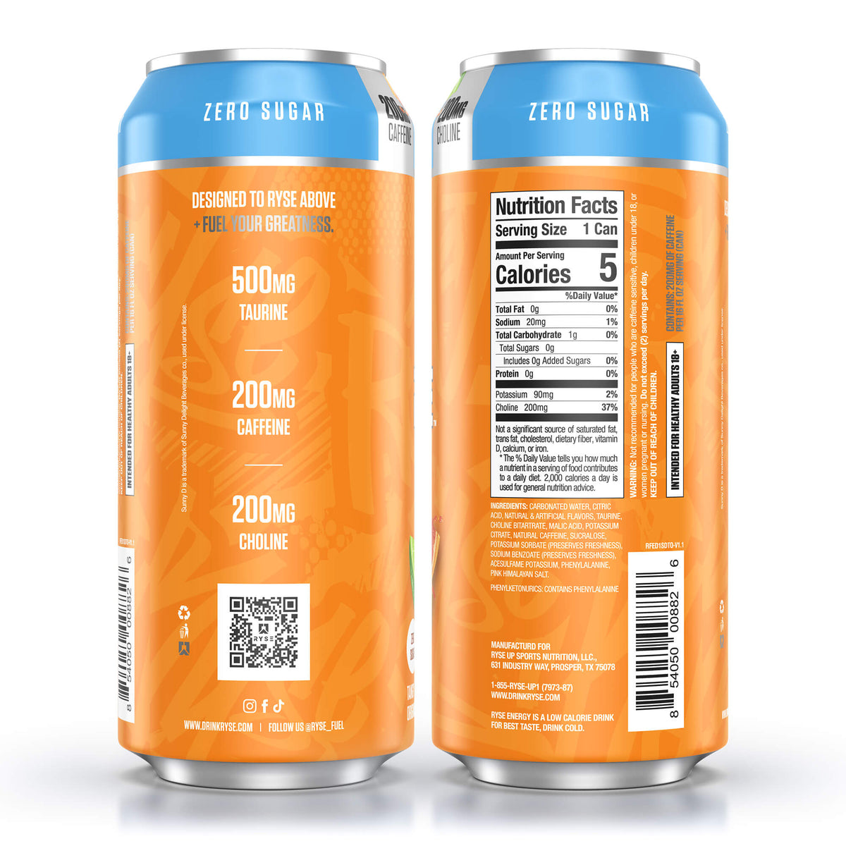 RYSE Fuel Energy Drink 16 fl oz Cans (12-Pack) SunnyD Tangy Original - RYSE Supplements