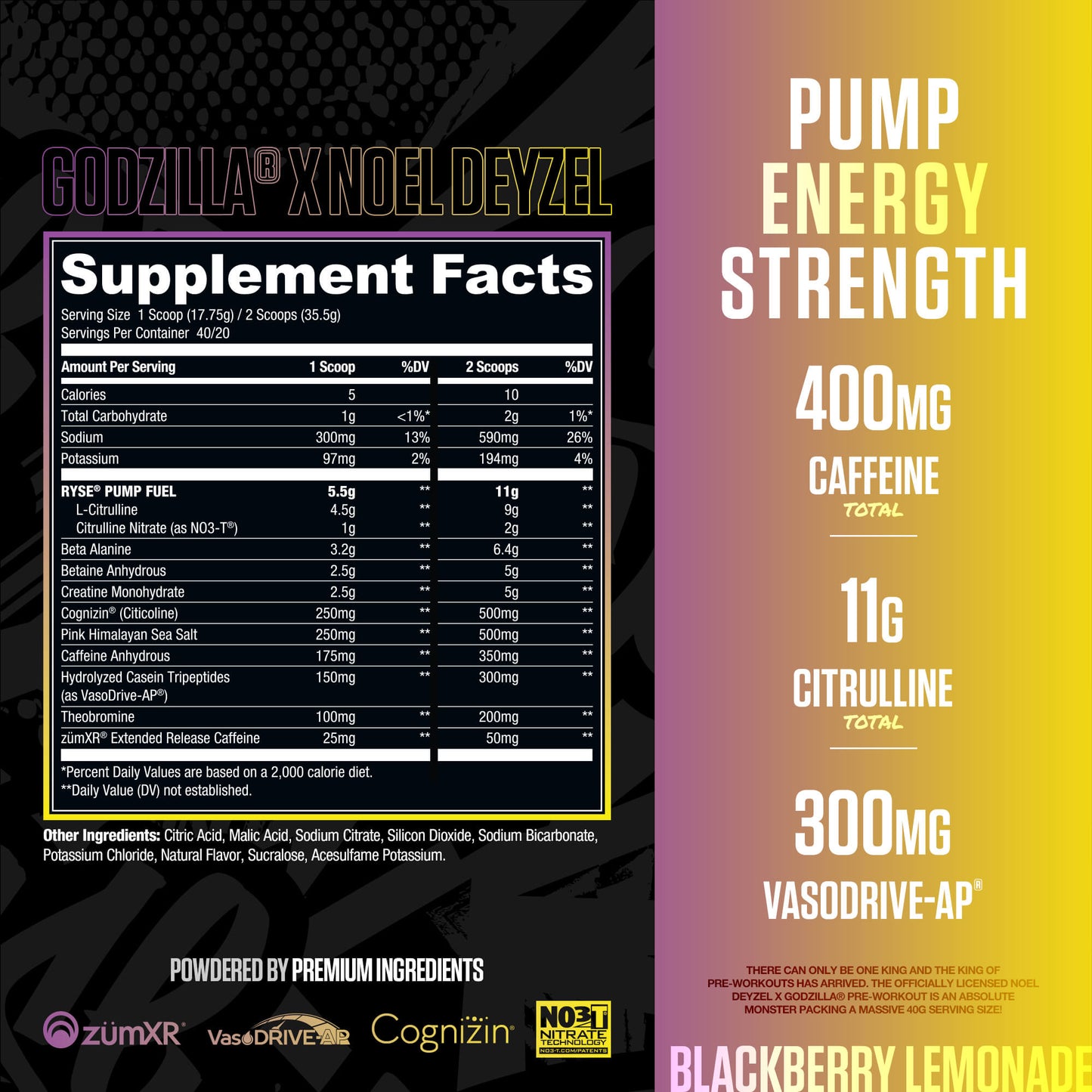 Godzilla Pre-Workout | RYSE Supps Blackberry Lemonade - RYSE Supplements