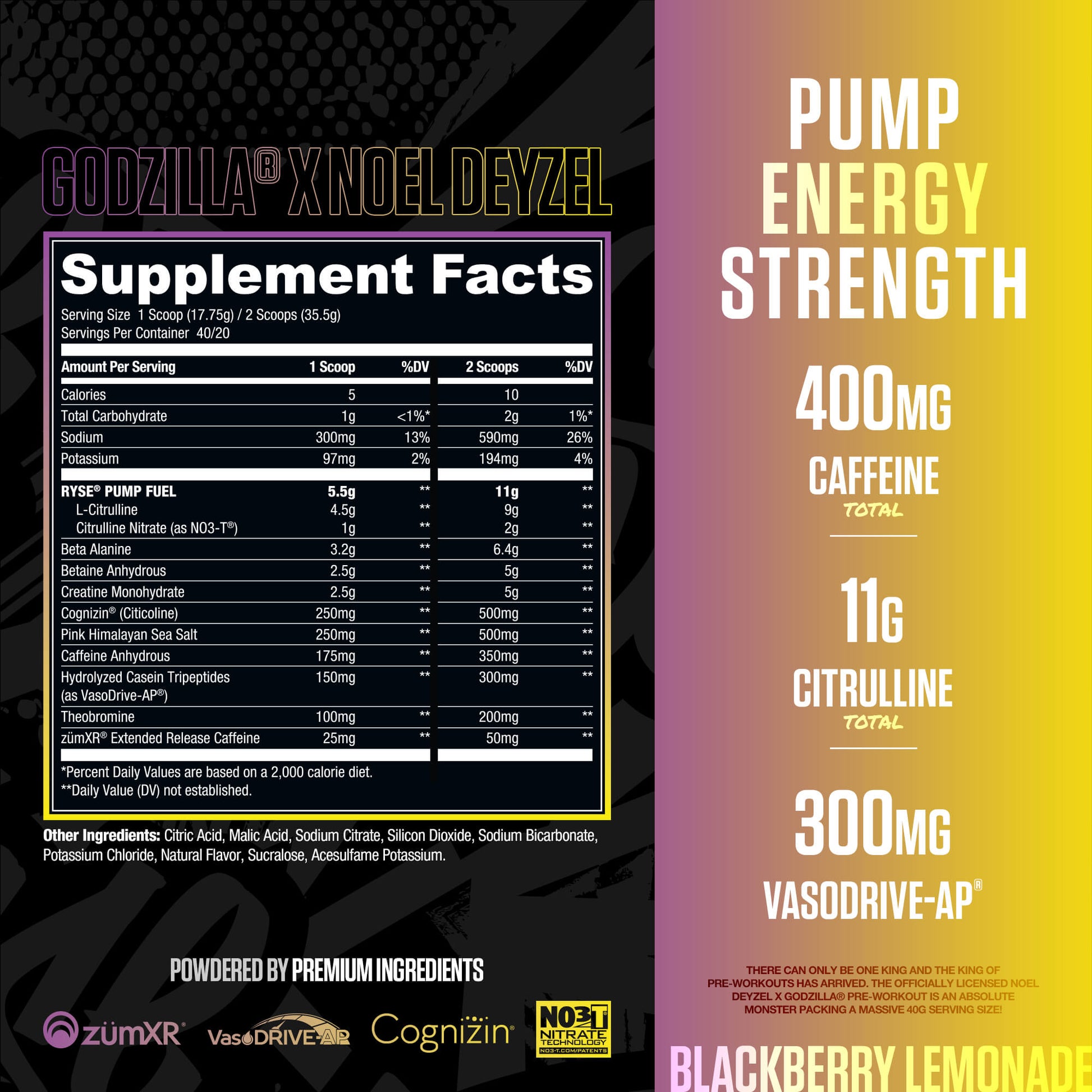 Godzilla Pre-Workout | RYSE Supps Blackberry Lemonade - RYSE Supplements