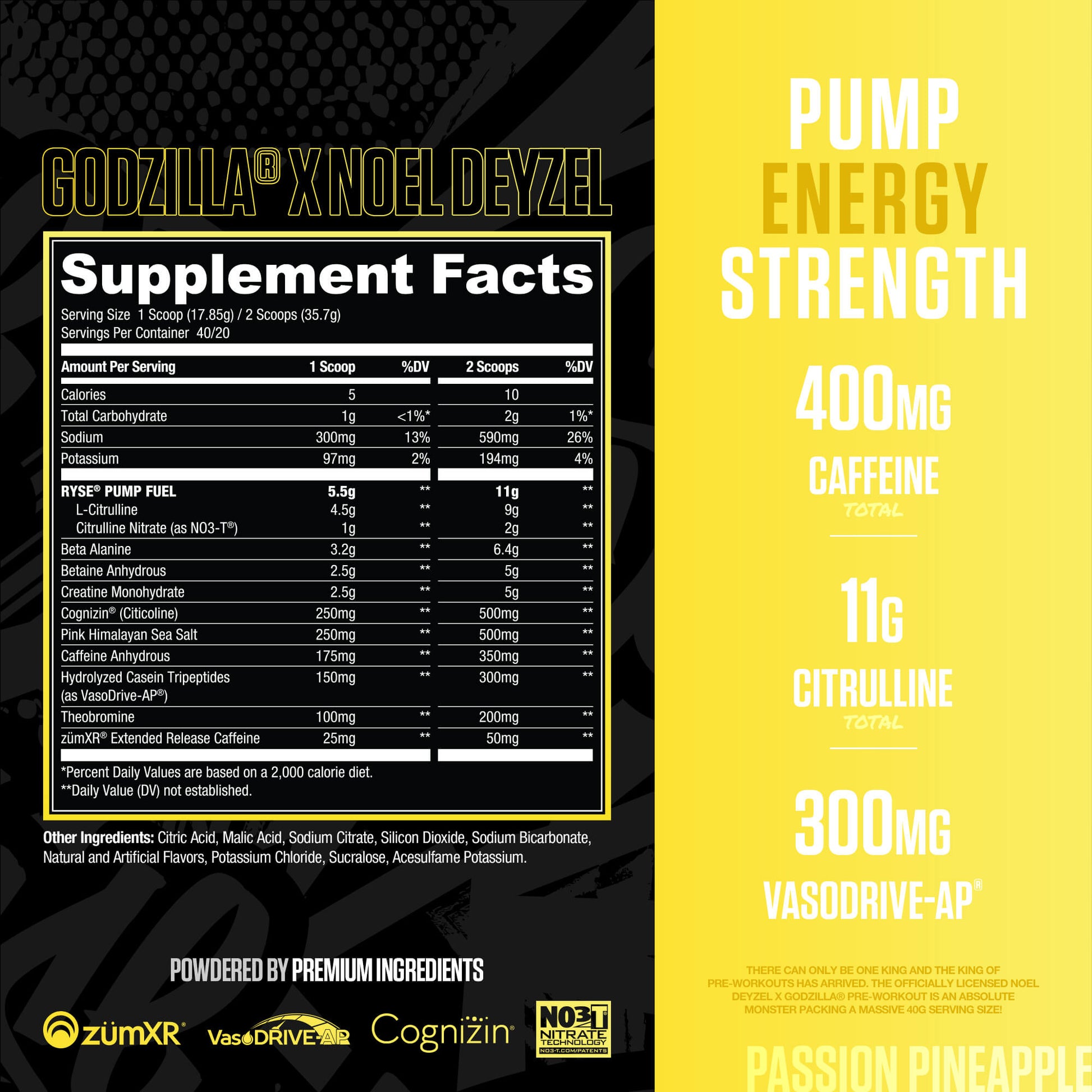 Godzilla Pre-Workout | RYSE Supps Passion Pineapple - RYSE Supplements