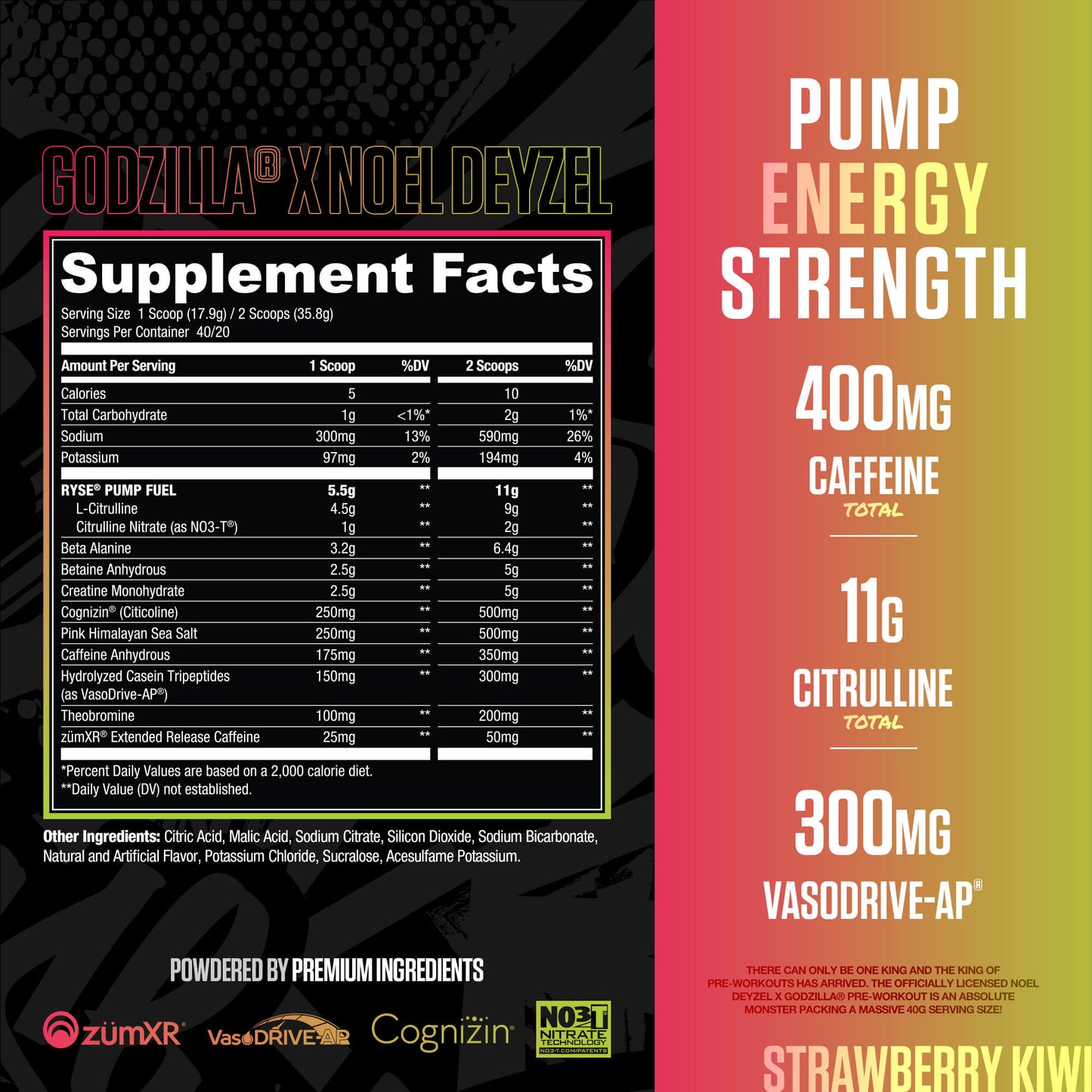 Godzilla Pre-Workout | RYSE Supps Strawberry Kiwi - RYSE Supplements
