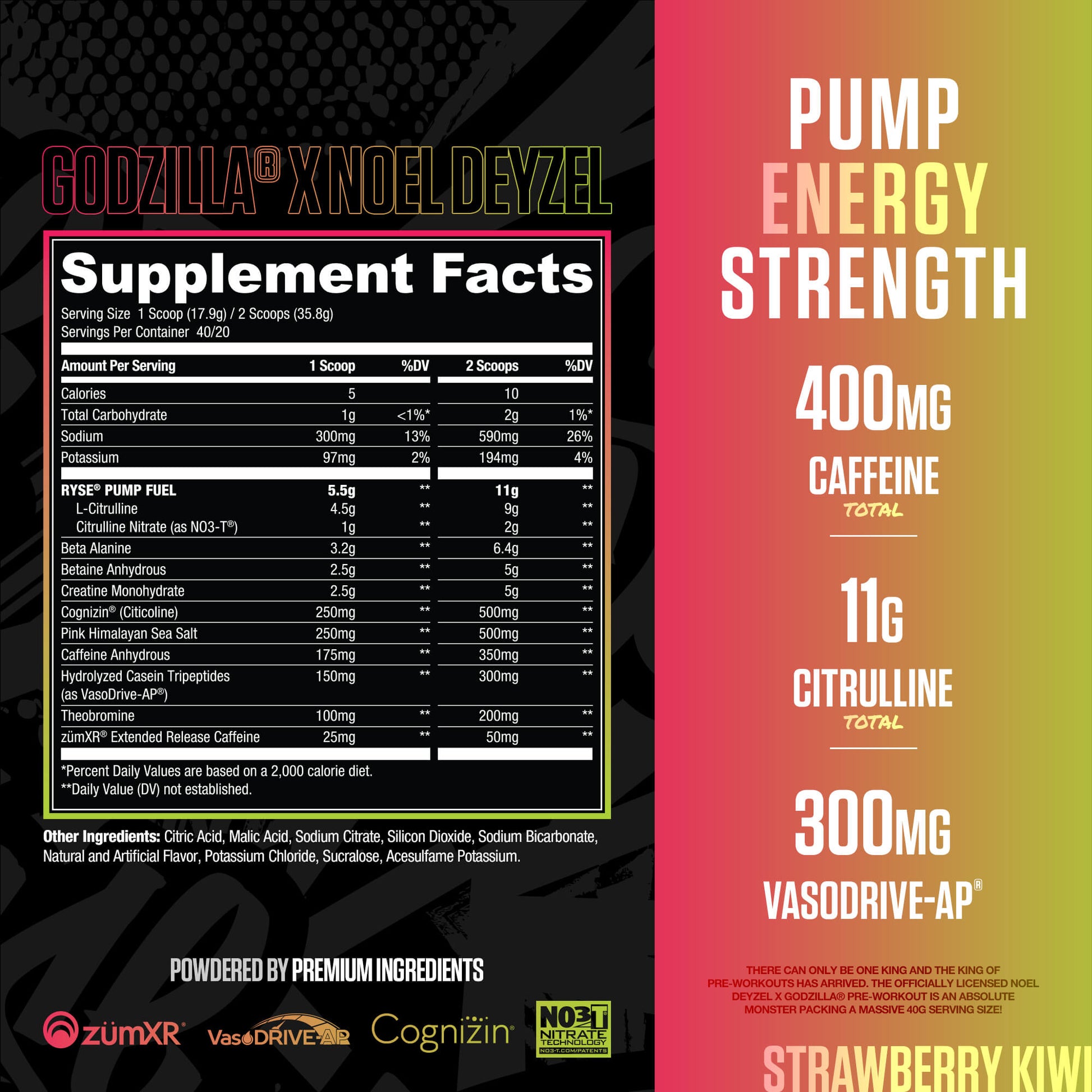 Godzilla Pre-Workout | RYSE Supps Strawberry Kiwi - RYSE Supplements