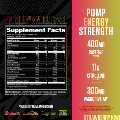 Godzilla Pre-Workout | RYSE Supps Strawberry Kiwi - RYSE Supplements