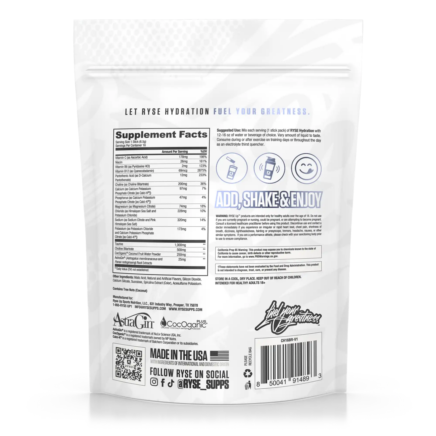 Hydration Sticks Blue Raspberry - RYSE Supplements