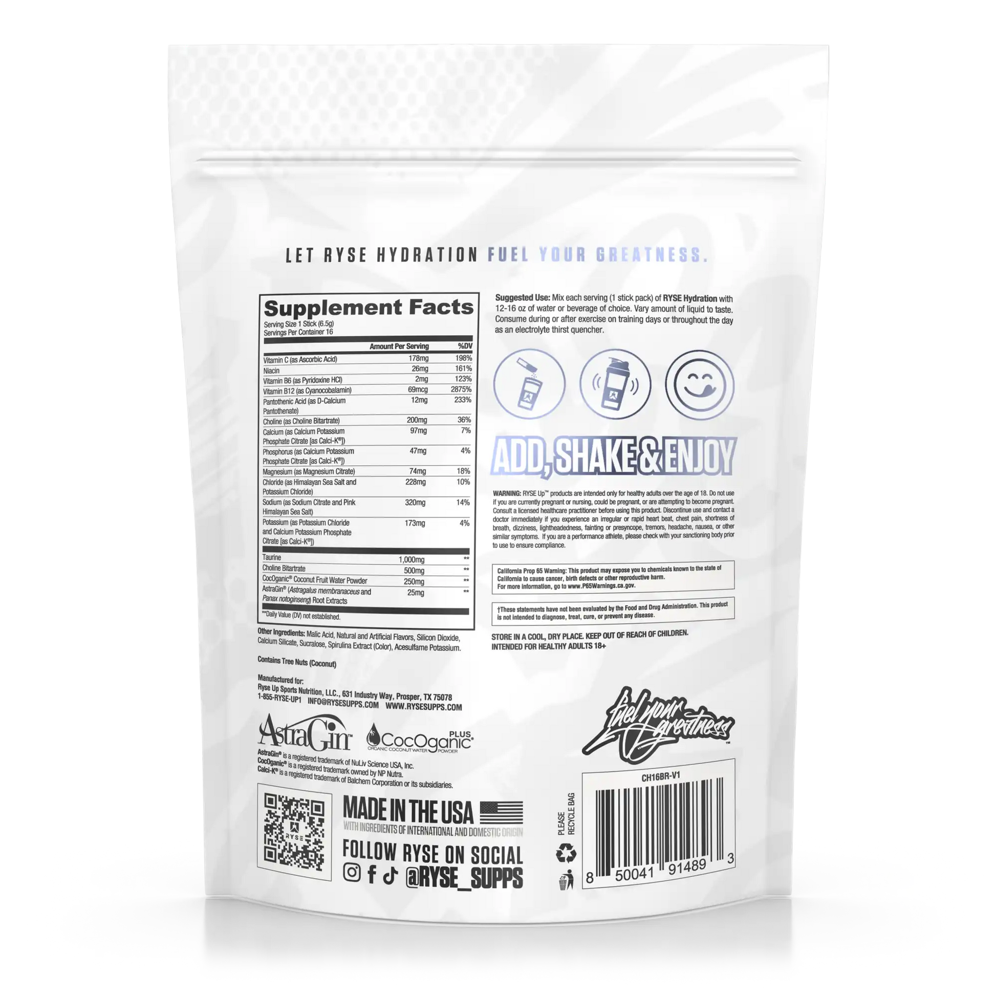 Hydration Sticks Blue Raspberry - RYSE Supplements