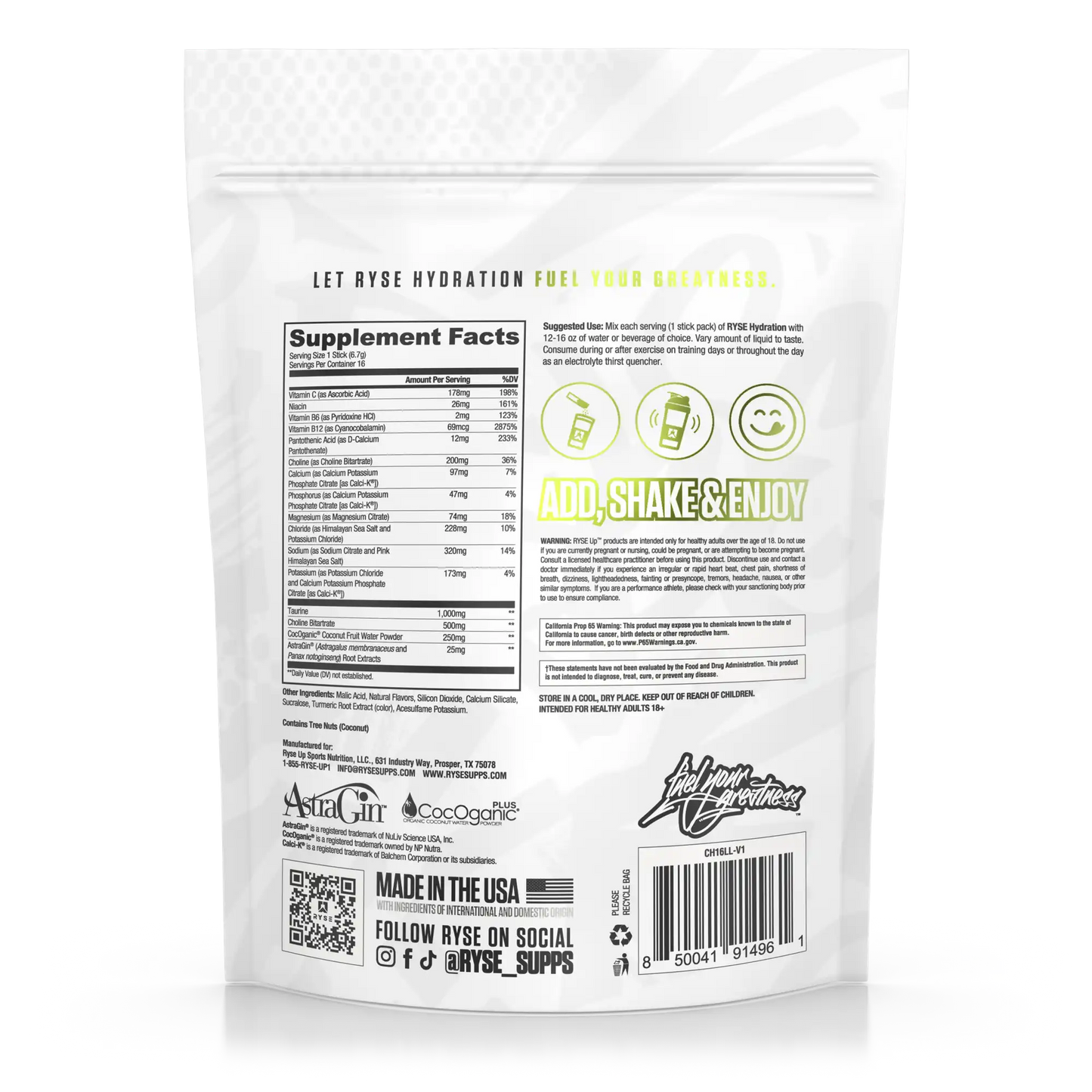 Hydration Sticks Lemon Lime - RYSE Supplements