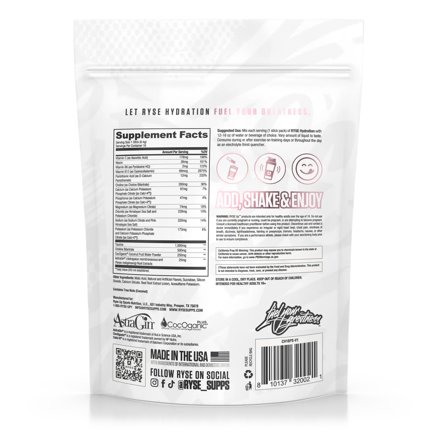 Hydration Sticks Pink Splash - RYSE Supplements