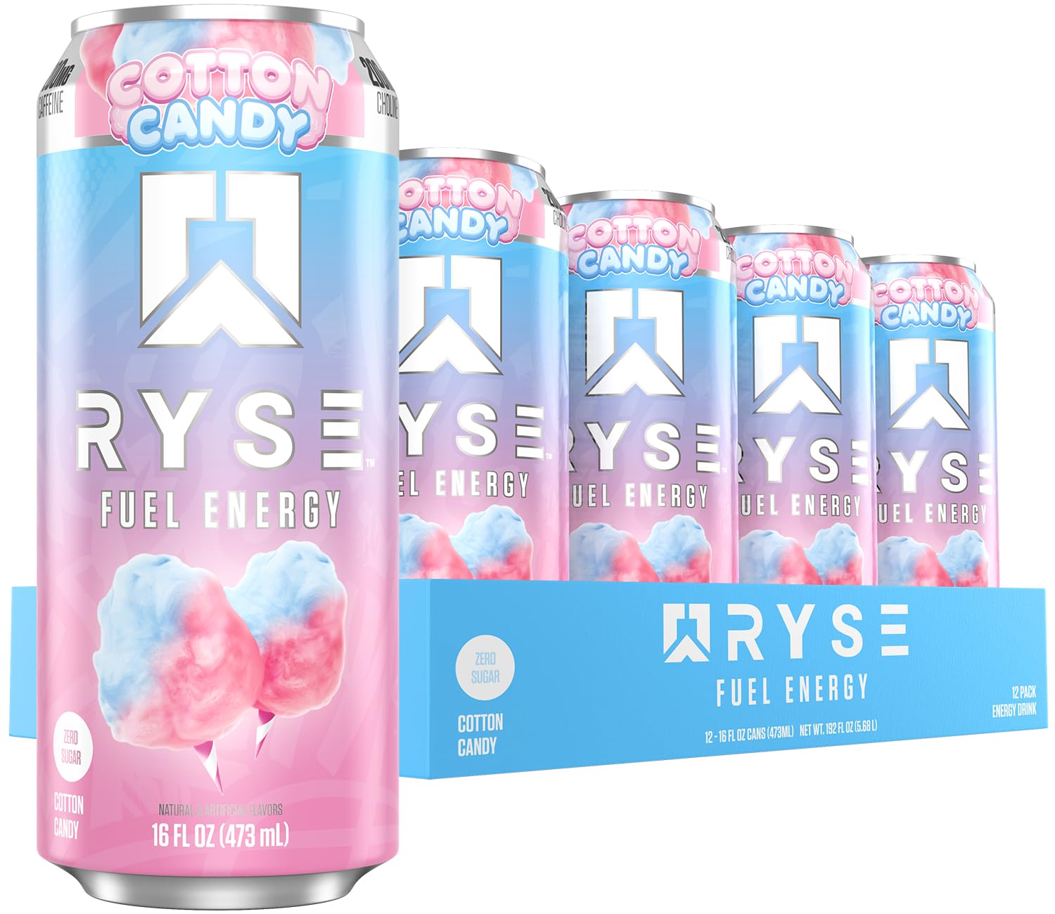 RYSE Fuel Energy Drink 16 fl oz Cans (12-Pack) Cotton Candy - RYSE Supplements