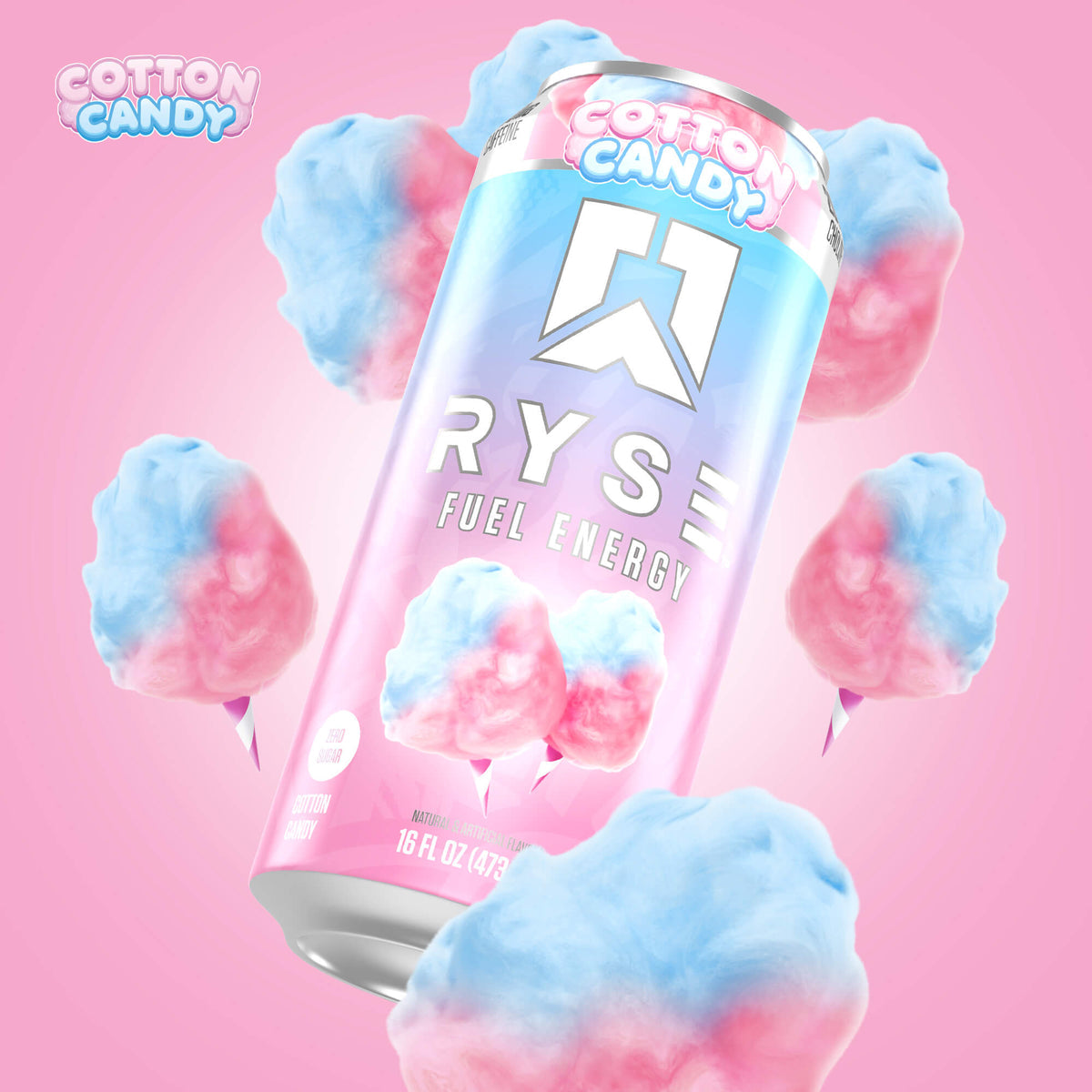 RYSE Fuel Energy Drink 16 fl oz Cans (12-Pack) Cotton Candy - RYSE Supplements
