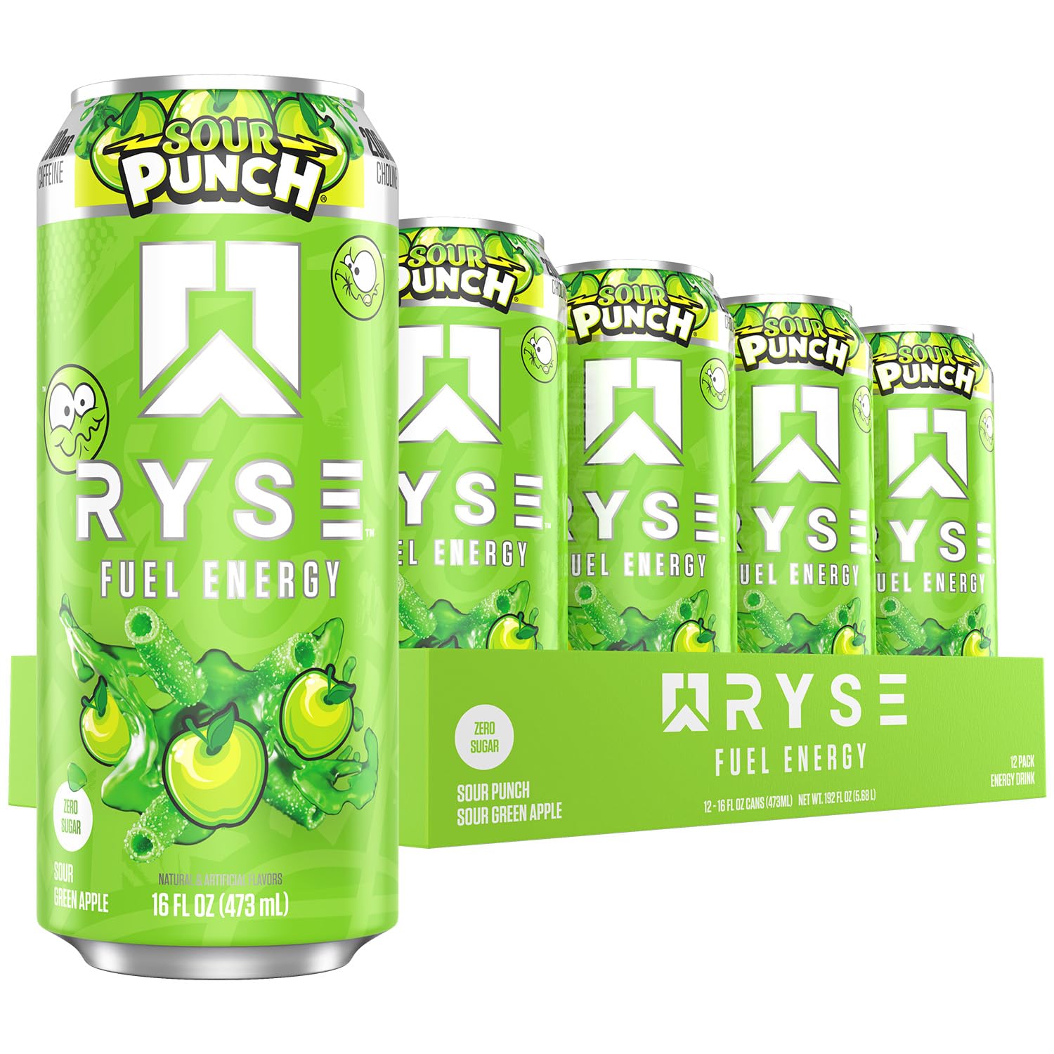 RYSE Fuel Energy Drink 16 fl oz Cans (12-Pack) Sour Punch® Sour Green Apple - RYSE Supplements