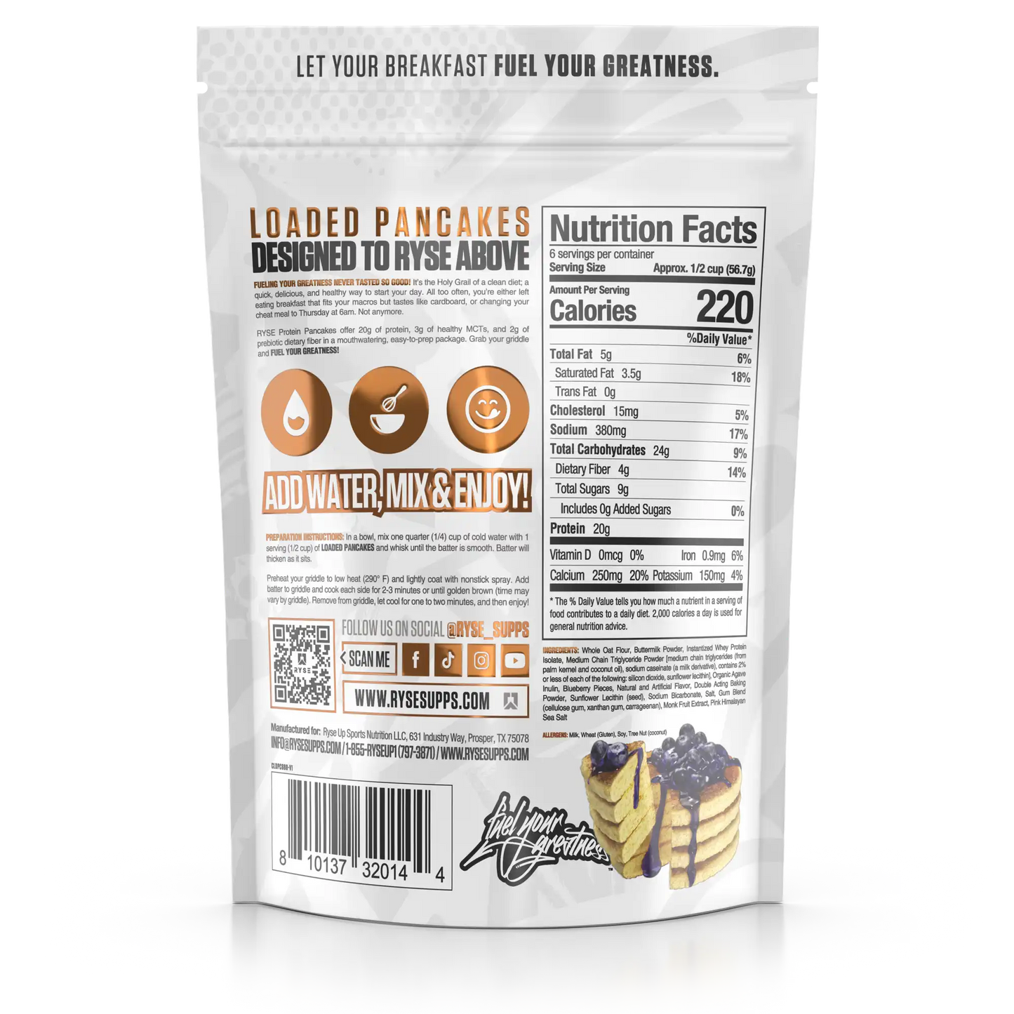 Protein Pancakes Blueberry - RYSE Supplements
