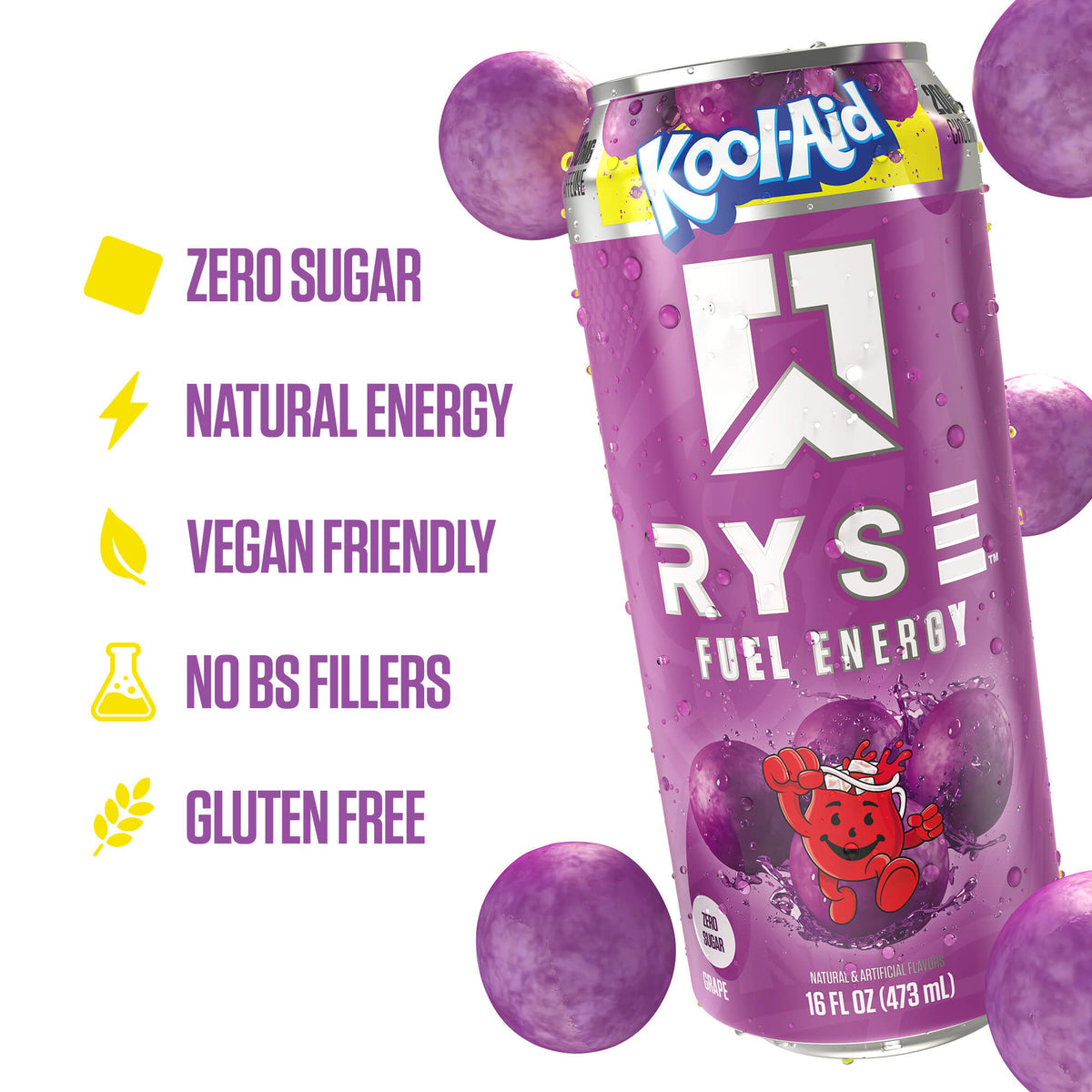 RYSE Fuel Energy Drink 16 fl oz Cans (12-Pack) Grape Energy Drink - RYSE Supplements
