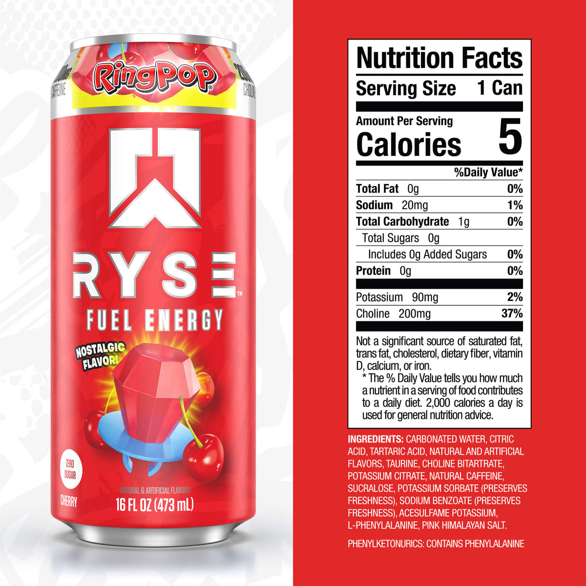 RYSE Fuel Energy Drink 16 fl oz Cans (12-Pack) Cherry Energy Drink - RYSE Supplements
