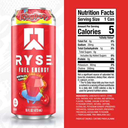 RYSE Fuel Energy Drink 16 fl oz Cans (12-Pack) Cherry Energy Drink - RYSE Supplements