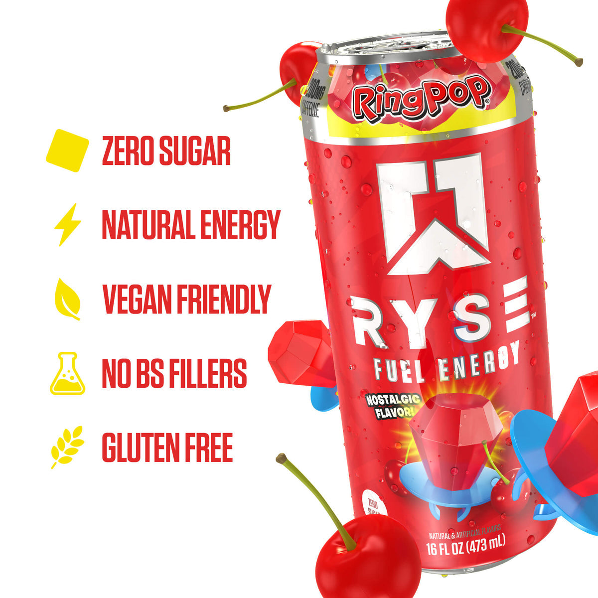 RYSE Fuel Energy Drink 16 fl oz Cans (12-Pack) Cherry Energy Drink - RYSE Supplements