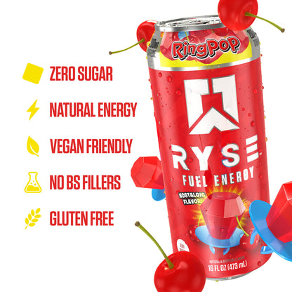 RYSE Fuel Energy Drink 16 fl oz Cans (12-Pack) Cherry Energy Drink - RYSE Supplements