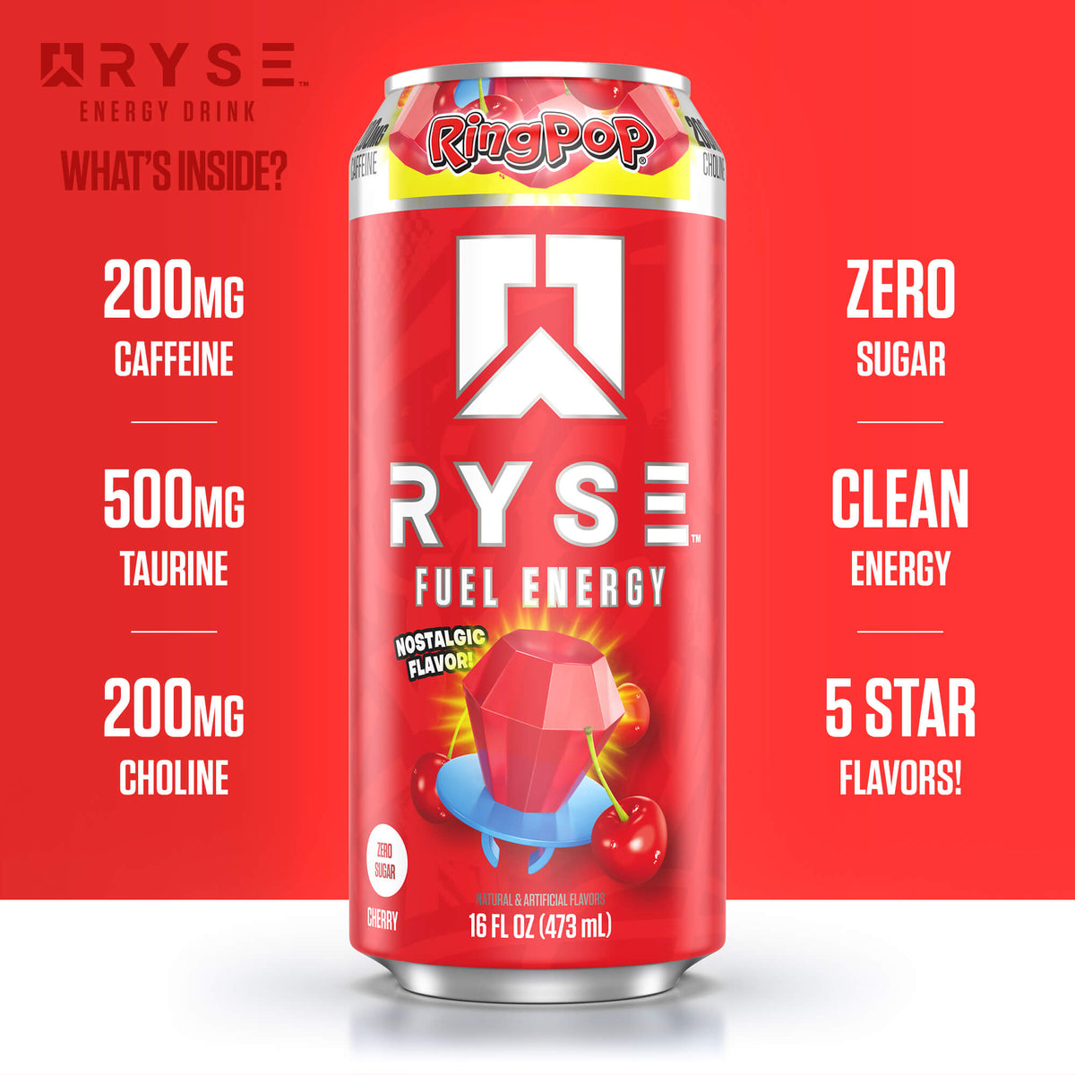 RYSE Fuel Energy Drink 16 fl oz Cans (12-Pack) Cherry Energy Drink - RYSE Supplements