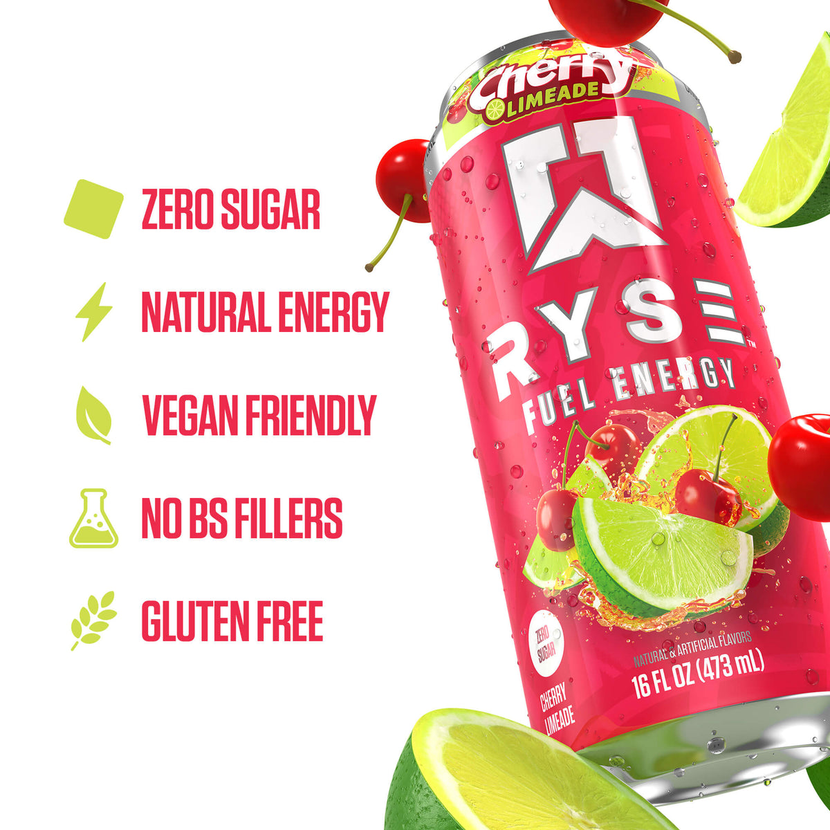 RYSE Fuel Energy Drink 16 fl oz Cans (12-Pack) Cherry Limeade Energy Drink - RYSE Supplements