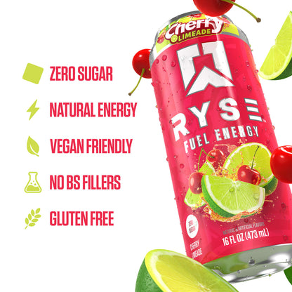 RYSE Fuel Energy Drink 16 fl oz Cans (12-Pack) Cherry Limeade Energy Drink - RYSE Supplements