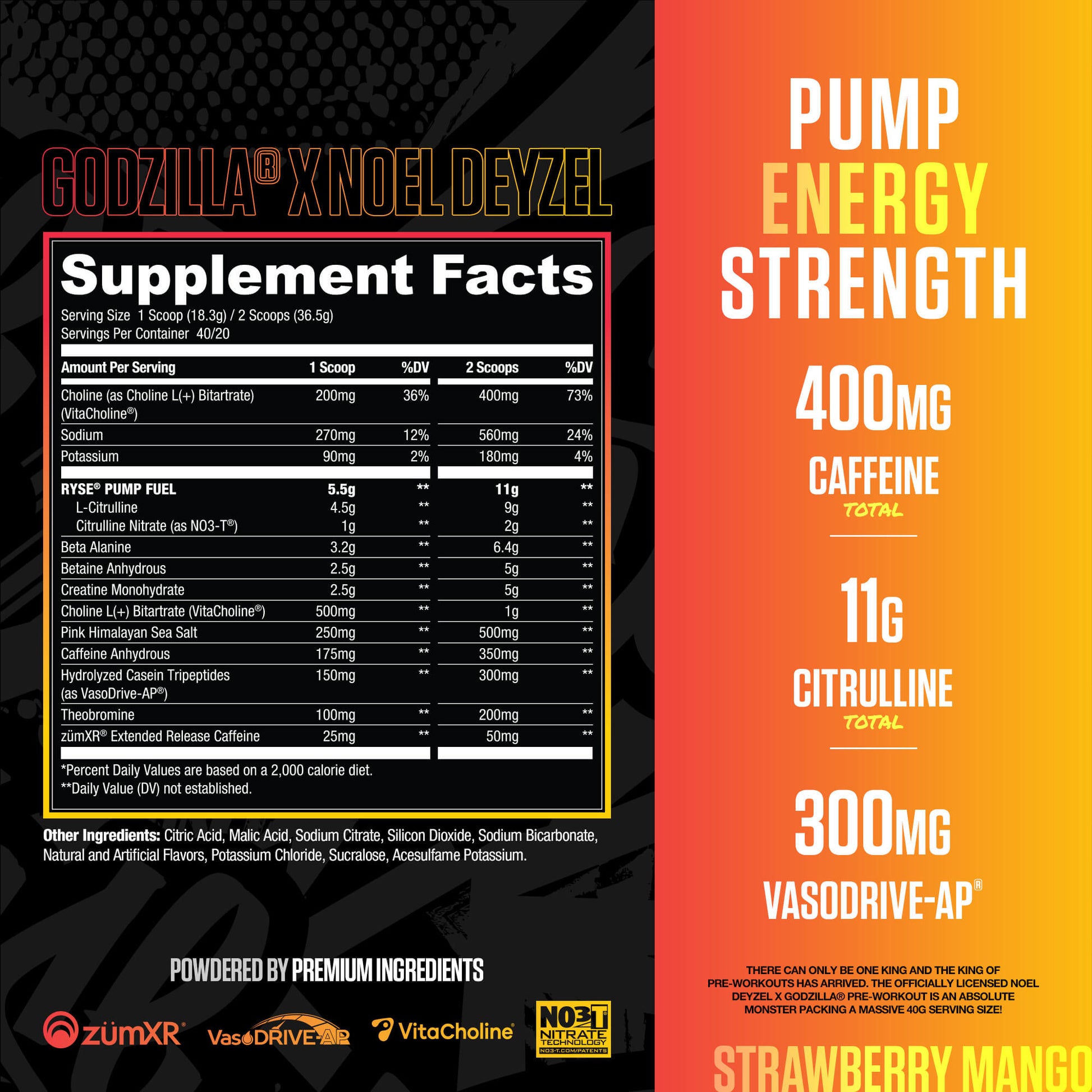 Godzilla Pre-Workout | RYSE Supps Strawberry Mango - RYSE Supplements
