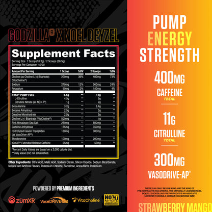 Godzilla Pre-Workout | RYSE Supps Strawberry Mango - RYSE Supplements