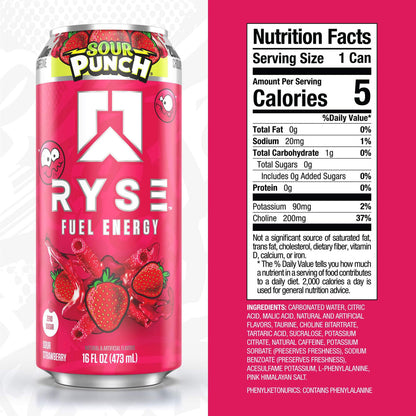 RYSE Fuel Energy Drink 16 fl oz Cans (12-Pack) Cherry Limeade - RYSE Supplements