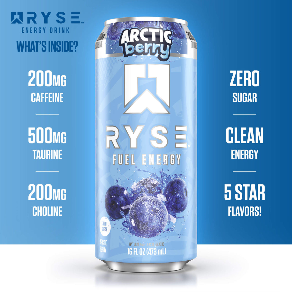 RYSE Fuel Energy Drink Arctic Berry (12 Pack) - RYSE Supplements