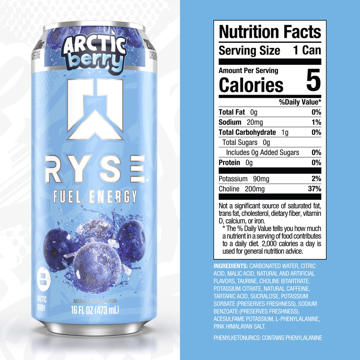 RYSE Fuel Energy Drink Arctic Berry (12 Pack) - RYSE Supplements