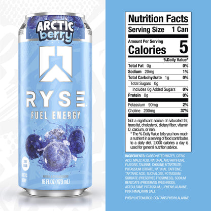 RYSE Fuel Energy Drink Arctic Berry (12 Pack) - RYSE Supplements