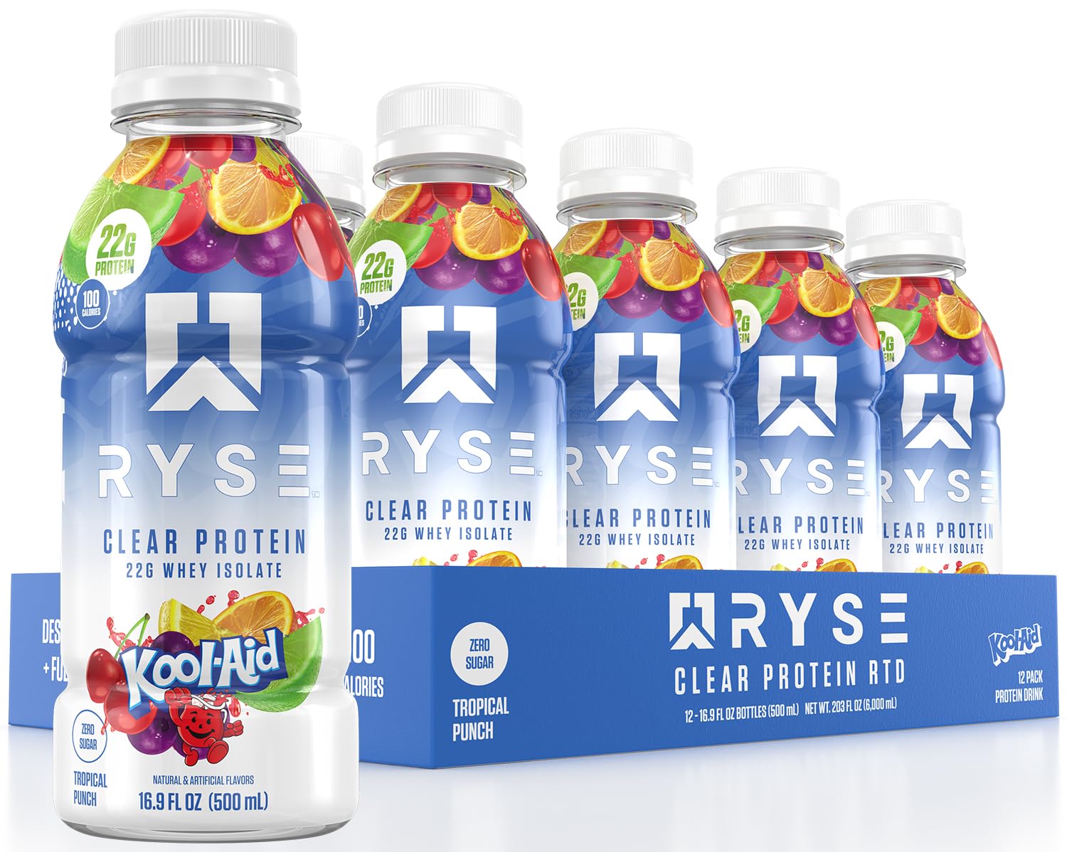 Clear Whey RTD Protein (12 Pack) Tropical Punch Protein Drink - RYSE Supplements
