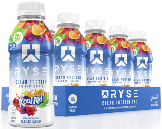 Clear Whey RTD Protein (12 Pack) Tropical Punch Protein Drink - RYSE Supplements