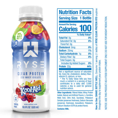 Clear Whey RTD Protein (12 Pack) Tropical Punch Protein Drink - RYSE Supplements