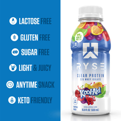Clear Whey RTD Protein (12 Pack) Tropical Punch Protein Drink - RYSE Supplements