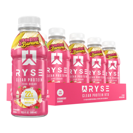 Clear Whey RTD Protein (12 Pack) Strawberry Banana Protein Drink - RYSE Supplements