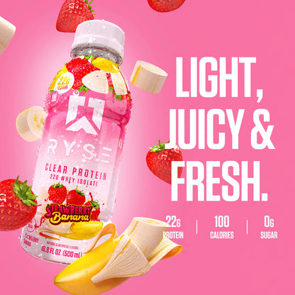 Clear Whey RTD Protein (12 Pack) Strawberry Banana Protein Drink - RYSE Supplements