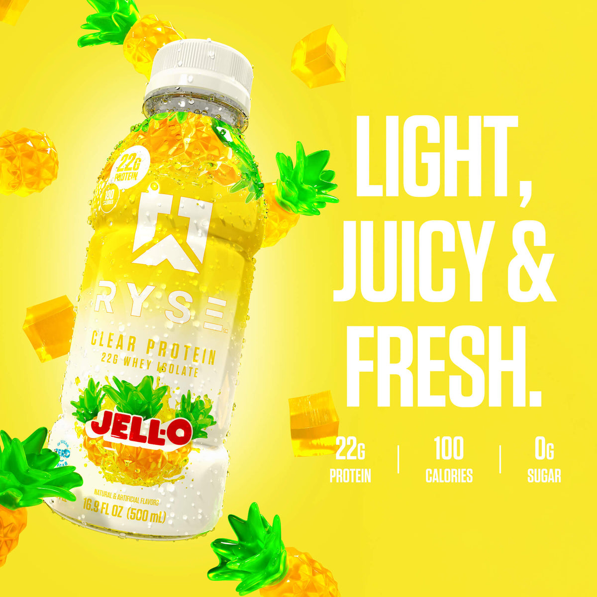 Clear Whey RTD Protein (12 Pack) Island Pineapple Protein Drink - RYSE Supplements