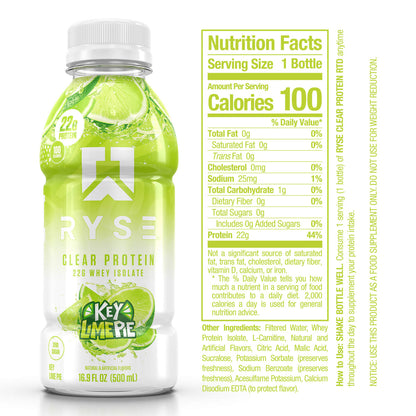 Clear Whey RTD Protein (12 Pack) Key Lime Pie Protein Drink - RYSE Supplements