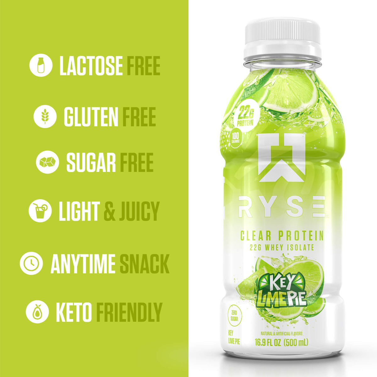 Clear Whey RTD Protein (12 Pack) Key Lime Pie Protein Drink - RYSE Supplements