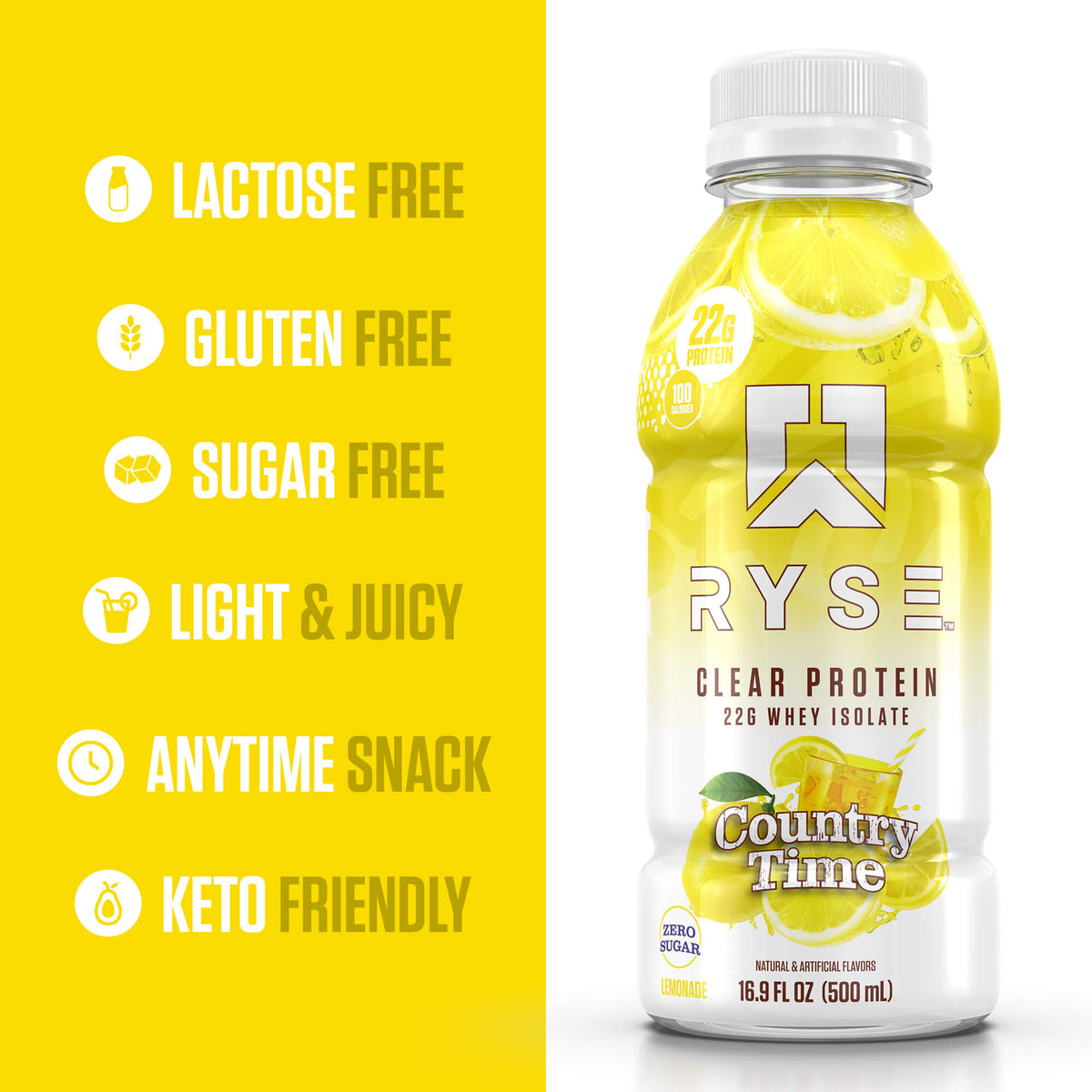 Clear Whey RTD Protein (12 Pack) Lemonade Protein Drin - RYSE Supplements
