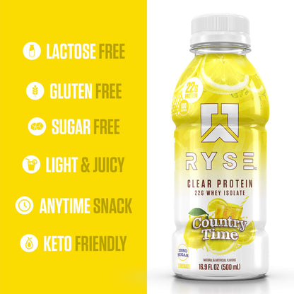 Clear Whey RTD Protein (12 Pack) Lemonade Protein Drin - RYSE Supplements