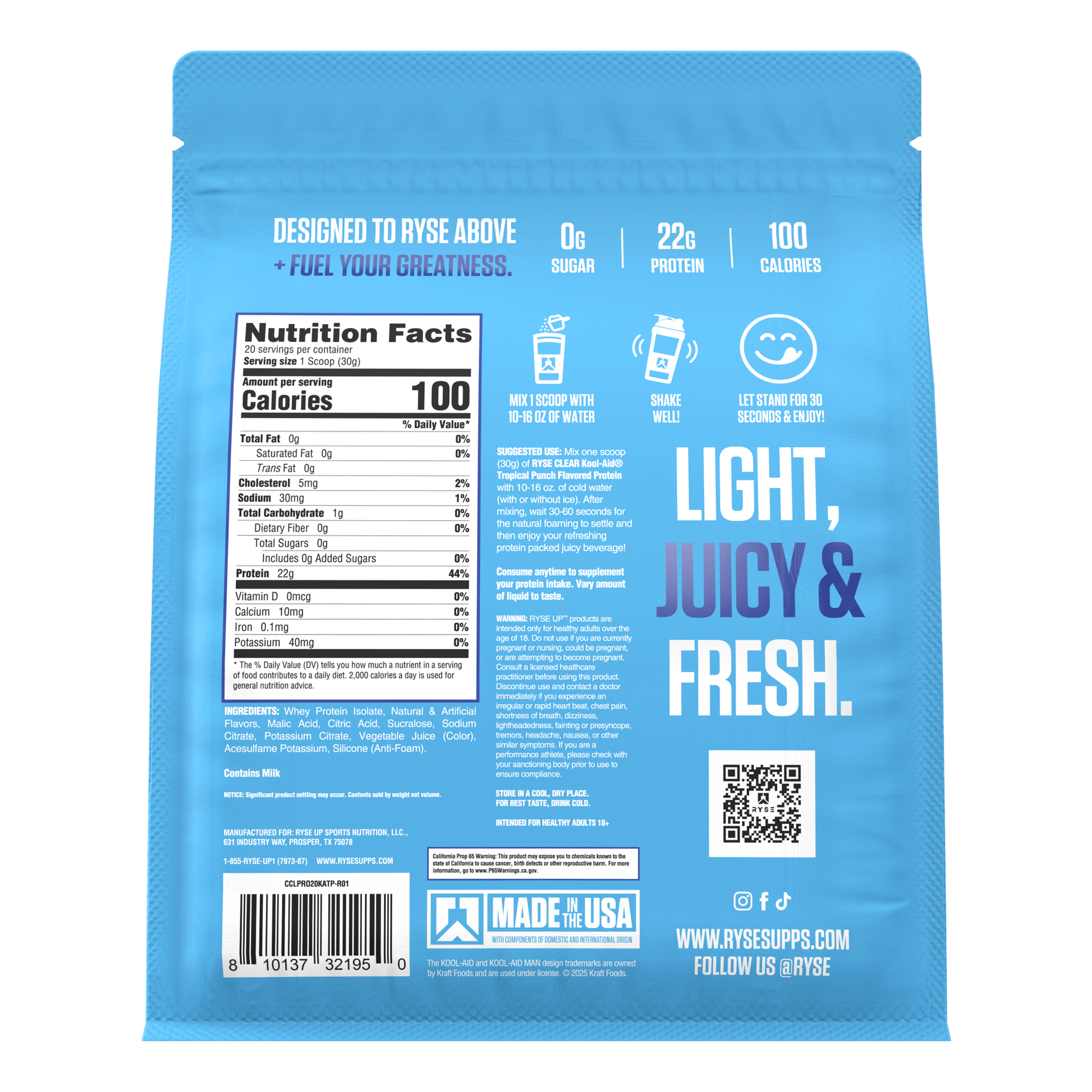 Clear Protein Kool-Aid™ Tropical Punch - RYSE Supplements