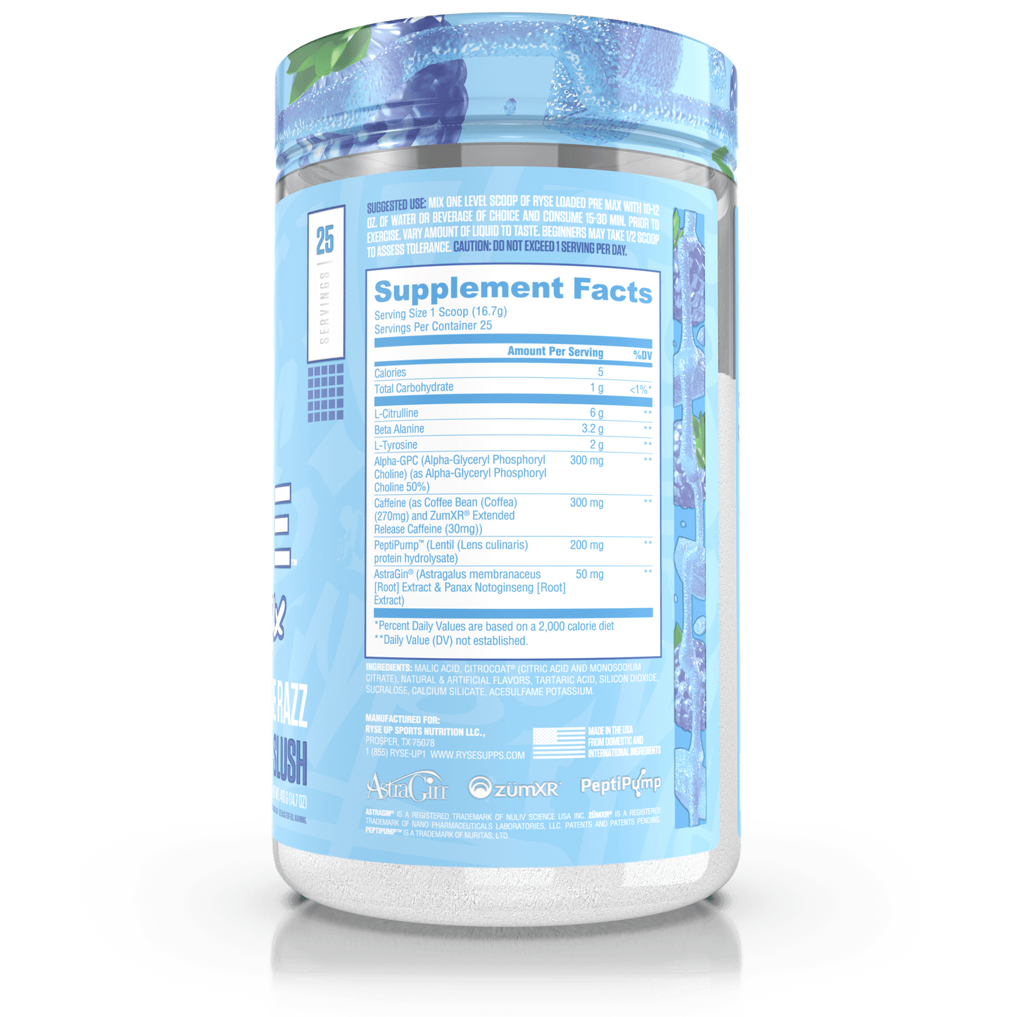 Loaded Pre Max Blue Razz Slush - RYSE Supplements